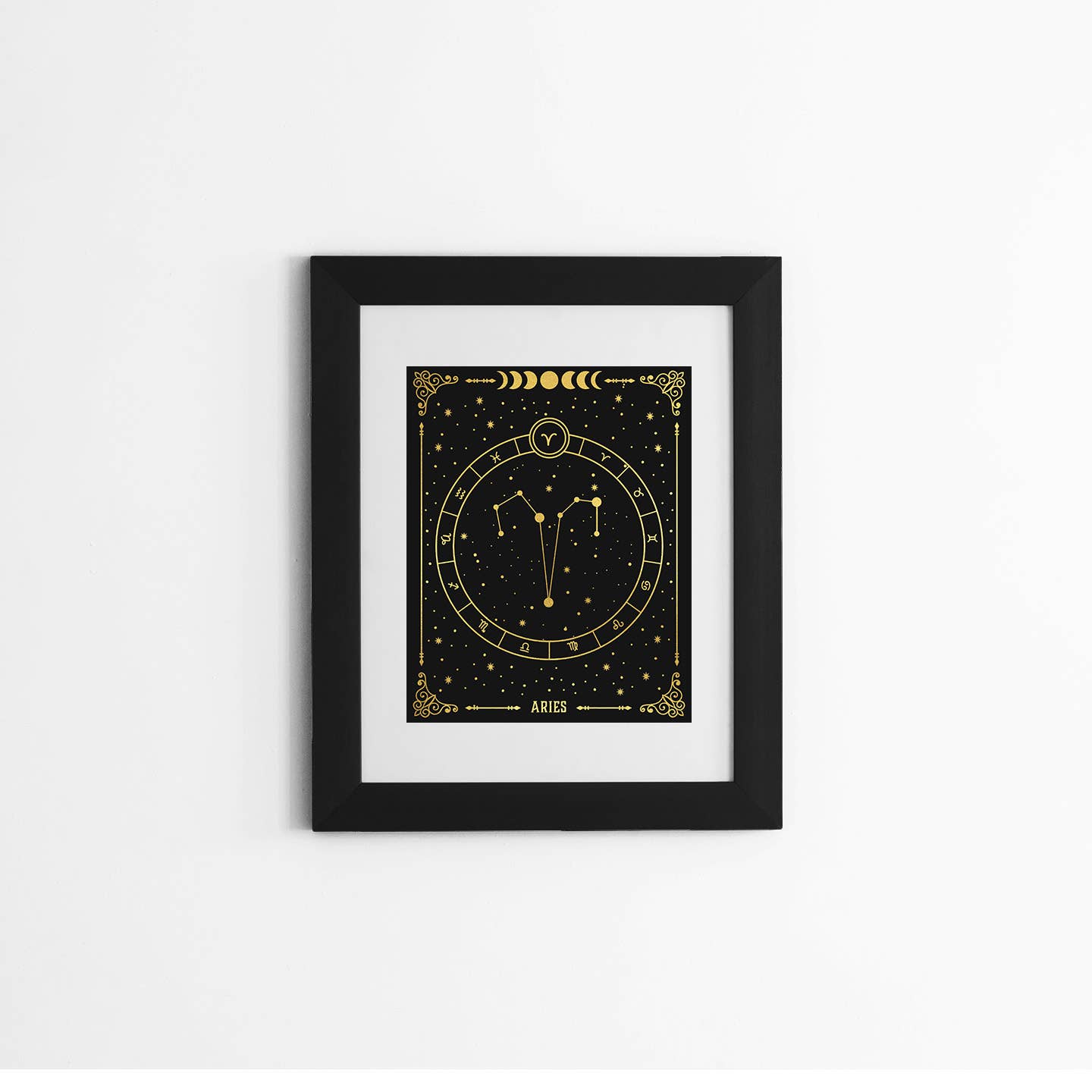 Aries Zodiac Gold Foil Print