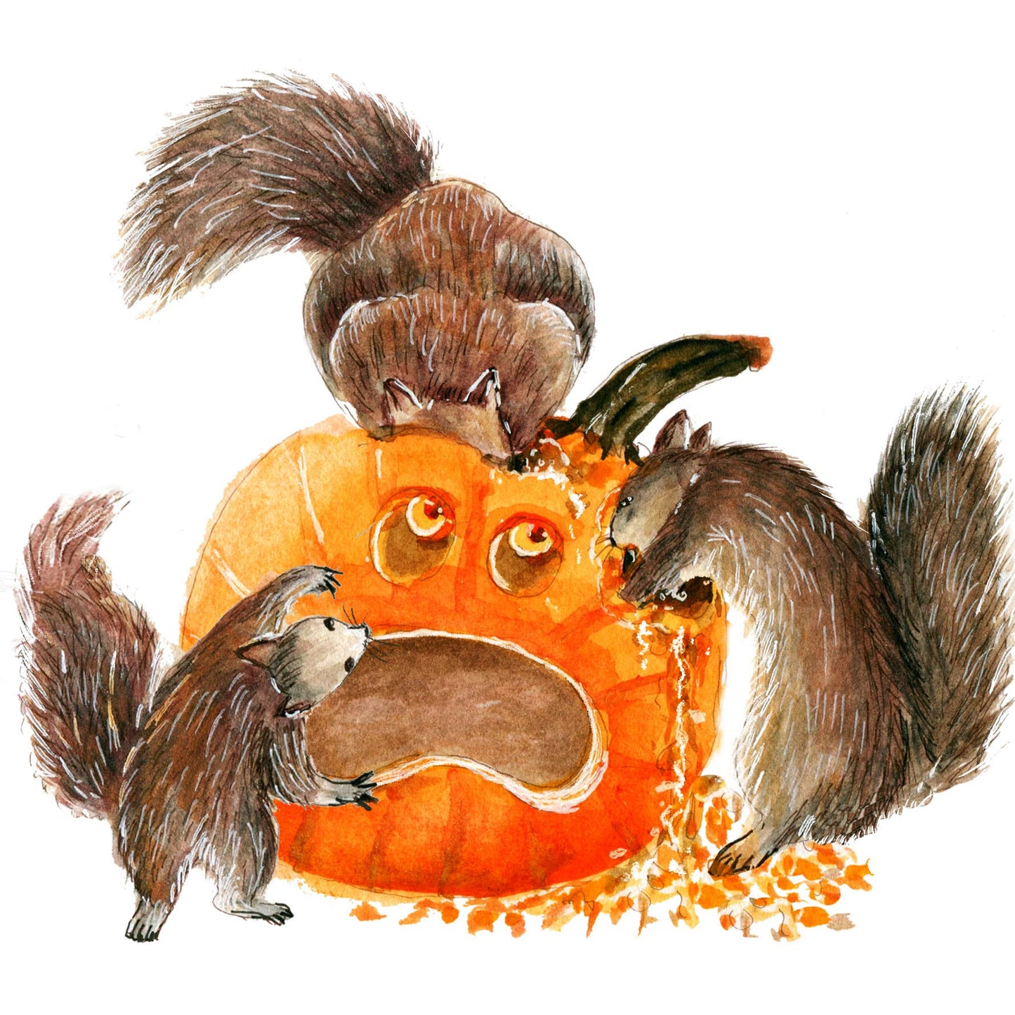 Squirrels Fest Pumpkin - Funny Halloween Card