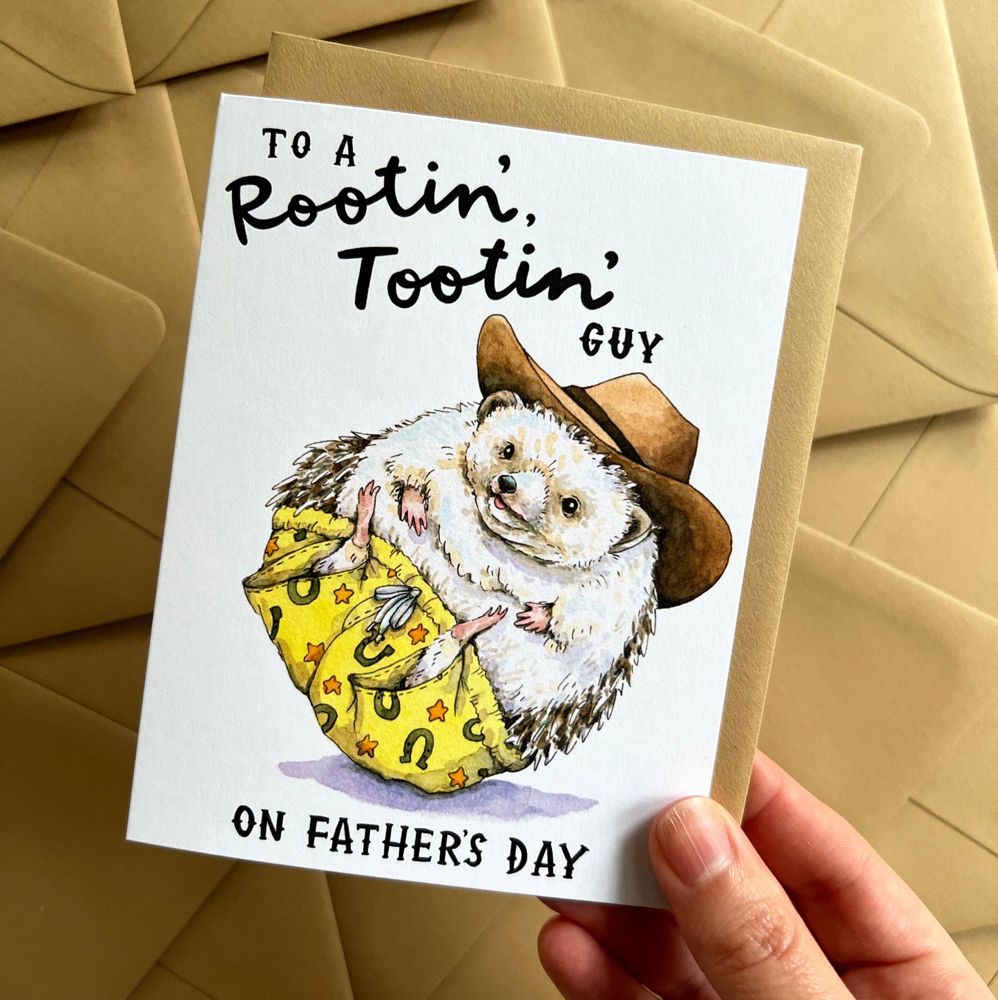 Rootin' Tootin' Guy Cowboy Hedgehog Father's Day Card