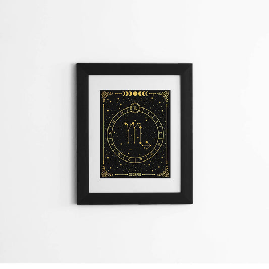 Scorpio Zodiac Gold Foil Print