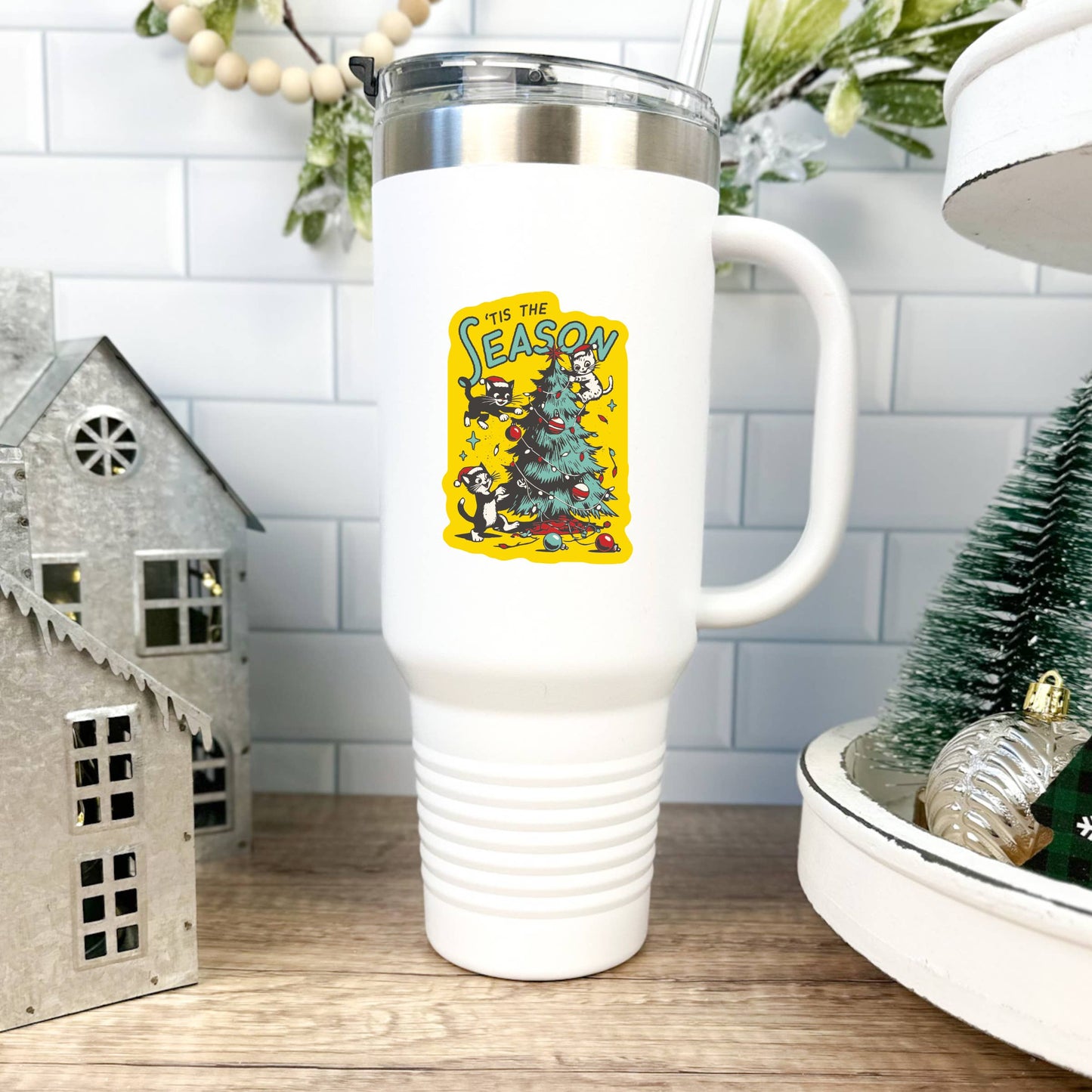 Tis The Season Cat Vinyl Sticker