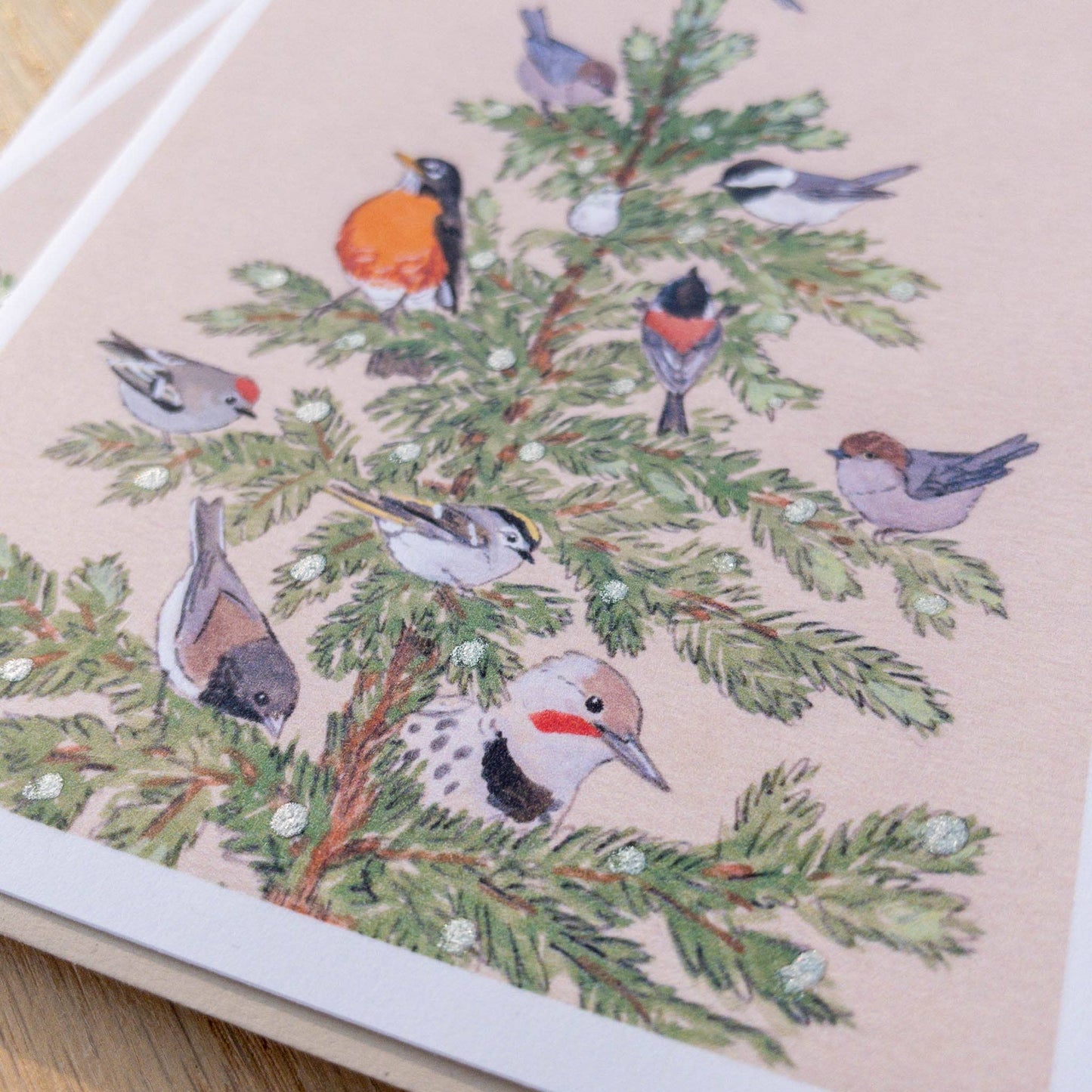 Sparkly Winter Birds Greeting Card 100% Recycled Paper