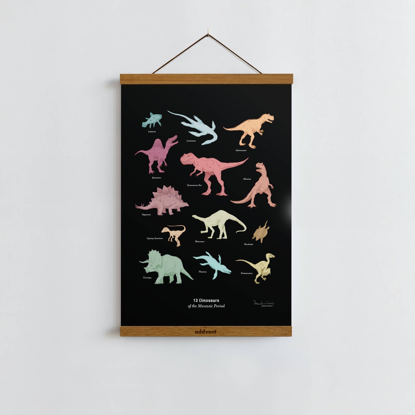 Dinosaurs of the Mesozoic Period / Poster Art Print