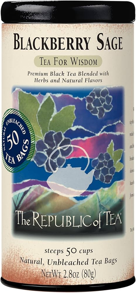 The Republic of Tea Blackberry Sage Black Tea | 50 Tea Bags, Gourmet Black Tea