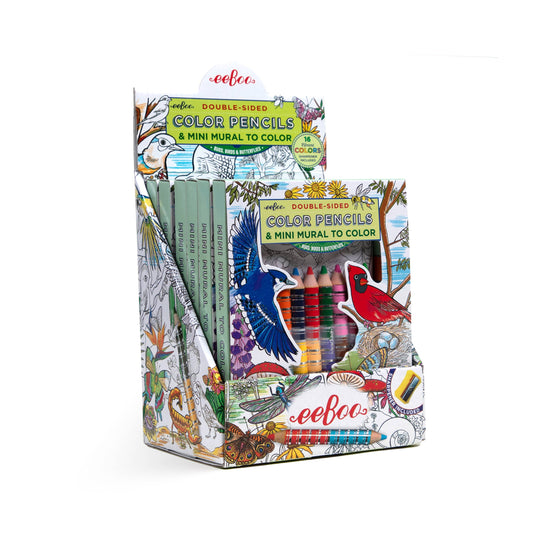 Bird & Butterfly 8 Biggie Pencils with Mini Mural Bundle