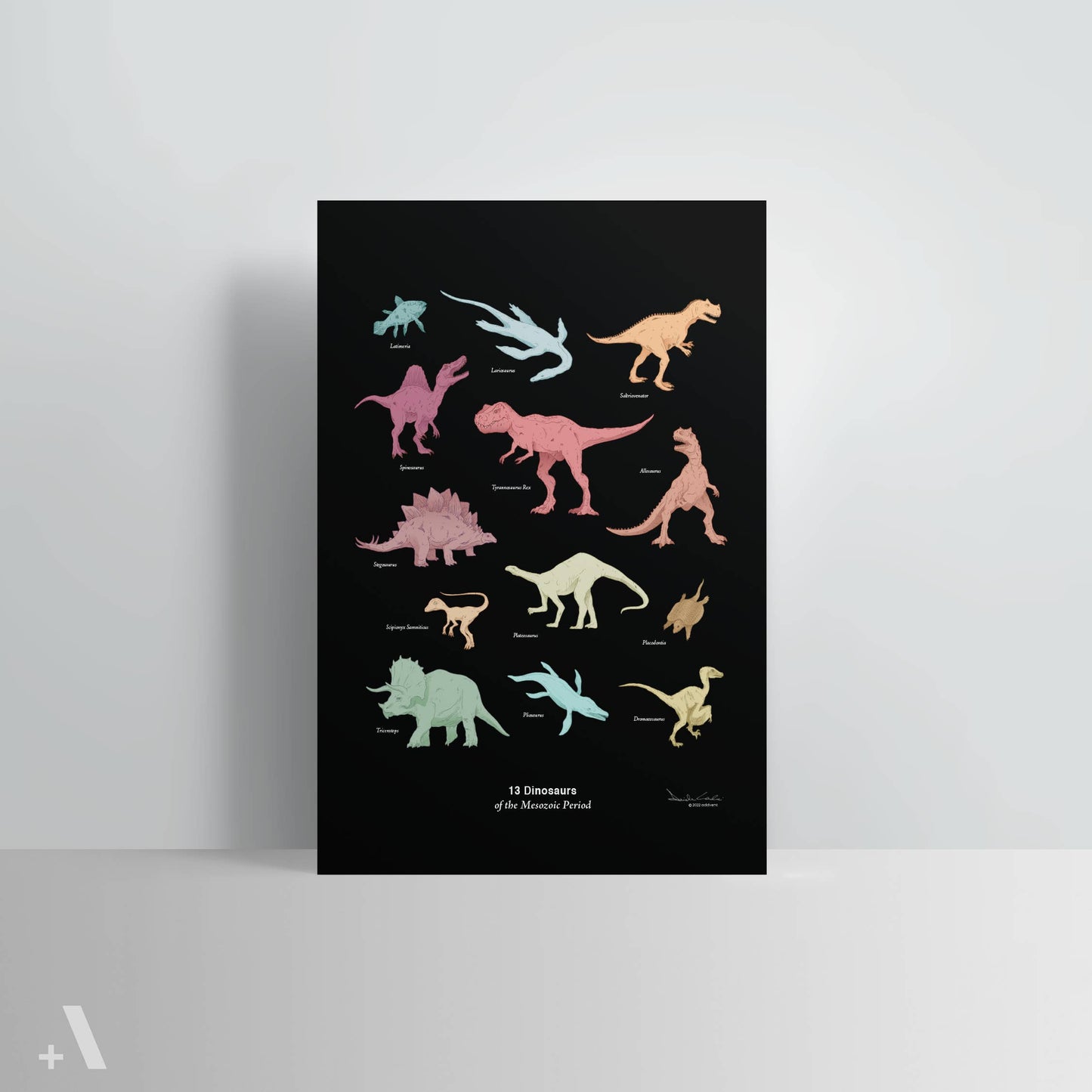 Dinosaurs of the Mesozoic Period / Poster Art Print