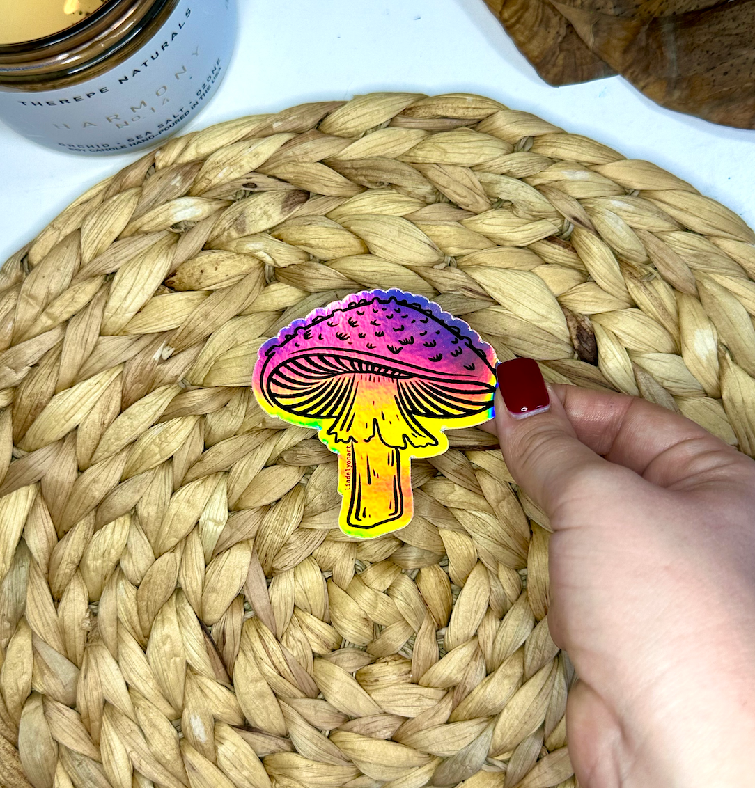 Amanita Mushroom Water Bottle Sticker