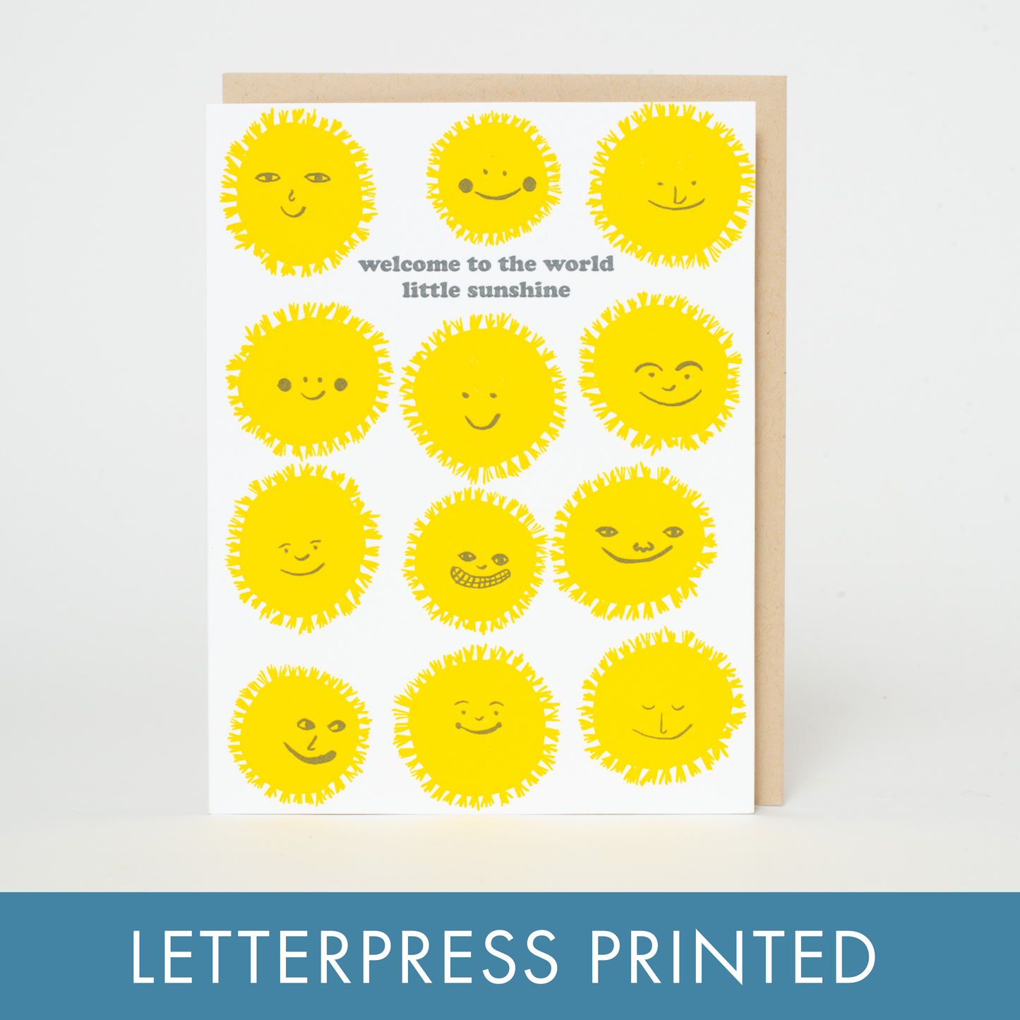 Baby Congrats Welcome Sunshine Letterpress Greeting Card by Egg Press