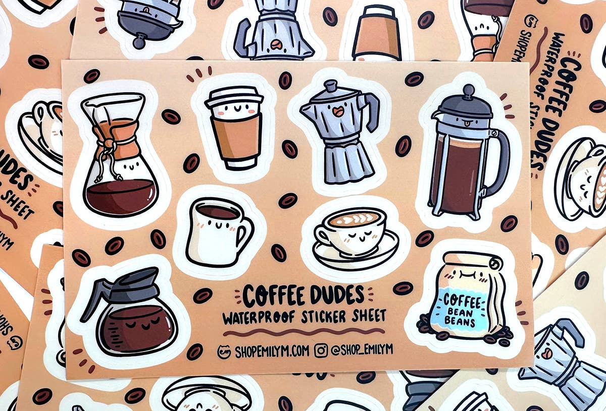 Coffee Dudes Waterproof Sticker Sheet