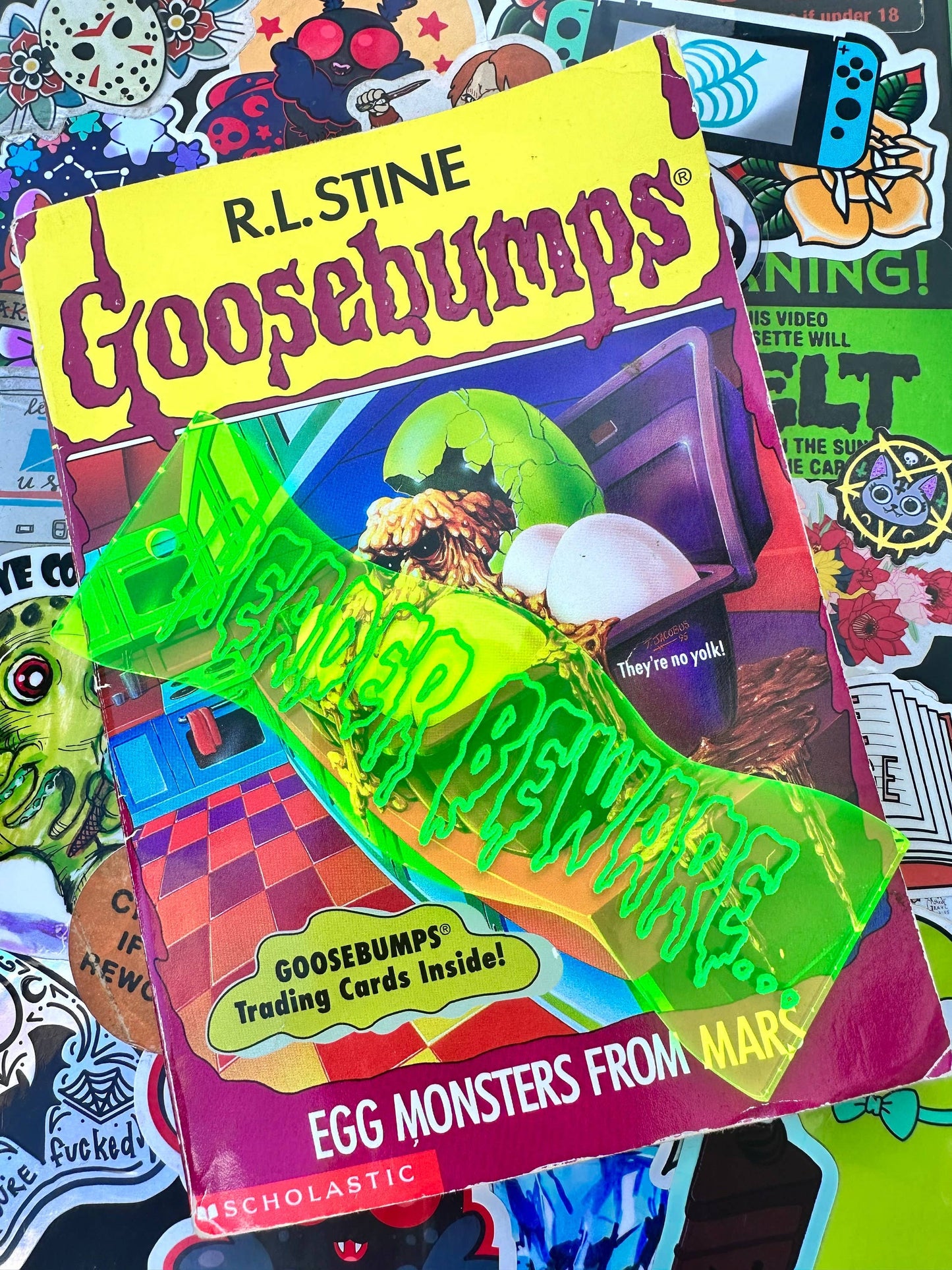Reader Beware Neon Acrylic Goosebumps Inspired Bookmark