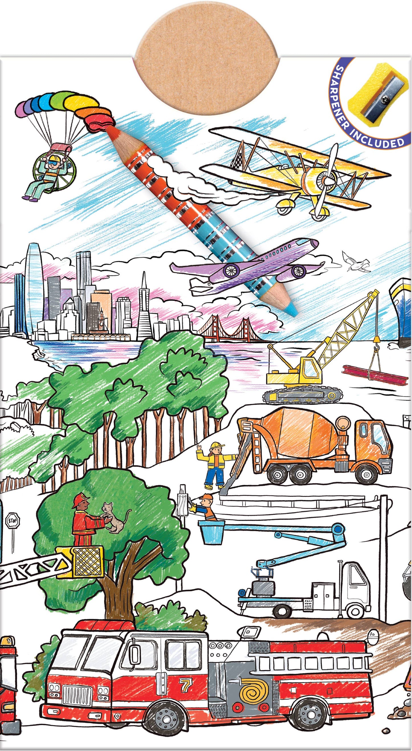 Vehicles 8 Double-Sided Biggie Pencils with Mini Mural