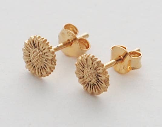 Sunflower Stud Earrings -  gold  Natural History