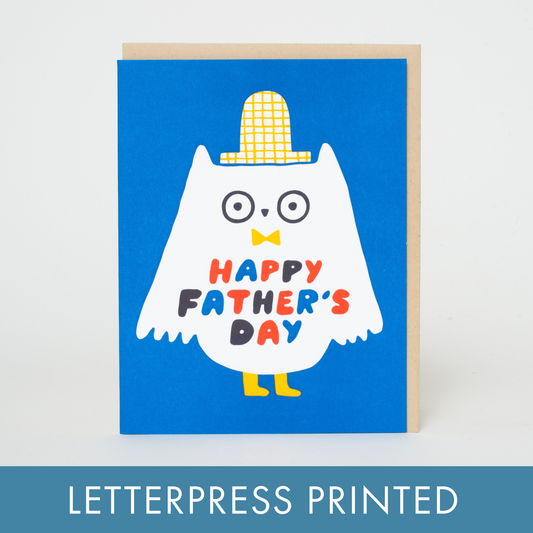 Father's Day Owl Letterpress Greeting Card by Suzy Ultman