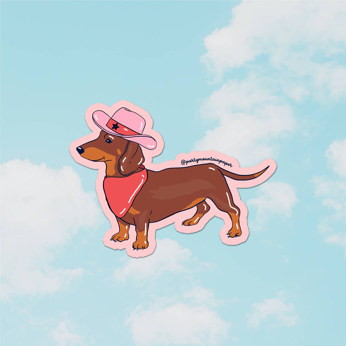 Weenie Dog Cowboy Sticker