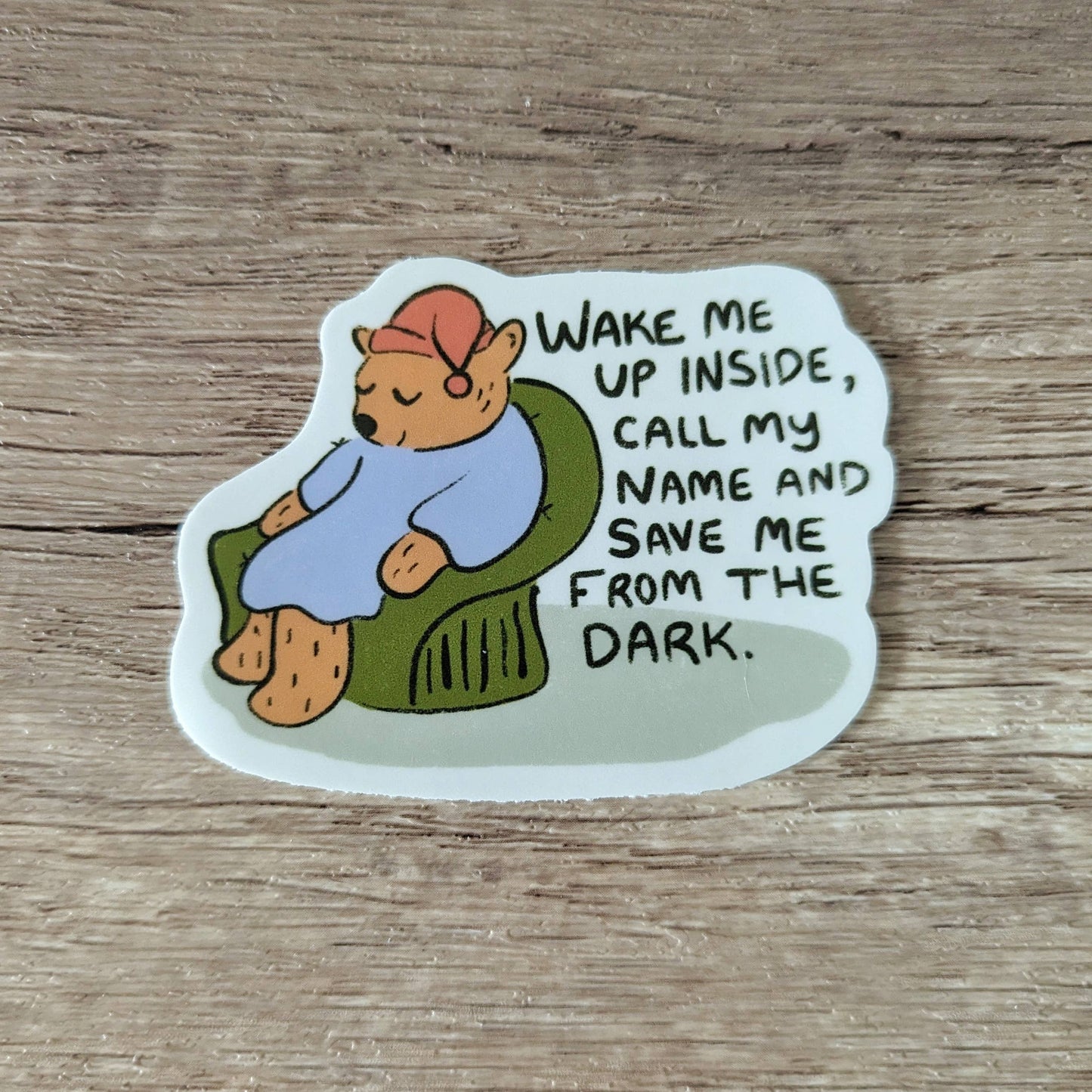 Wake Me Up - Cute Sleepytime Tea Bear Vinyl Sticker