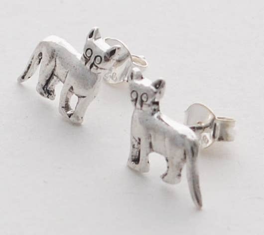 Cat Earrings - sterling silver Natural History