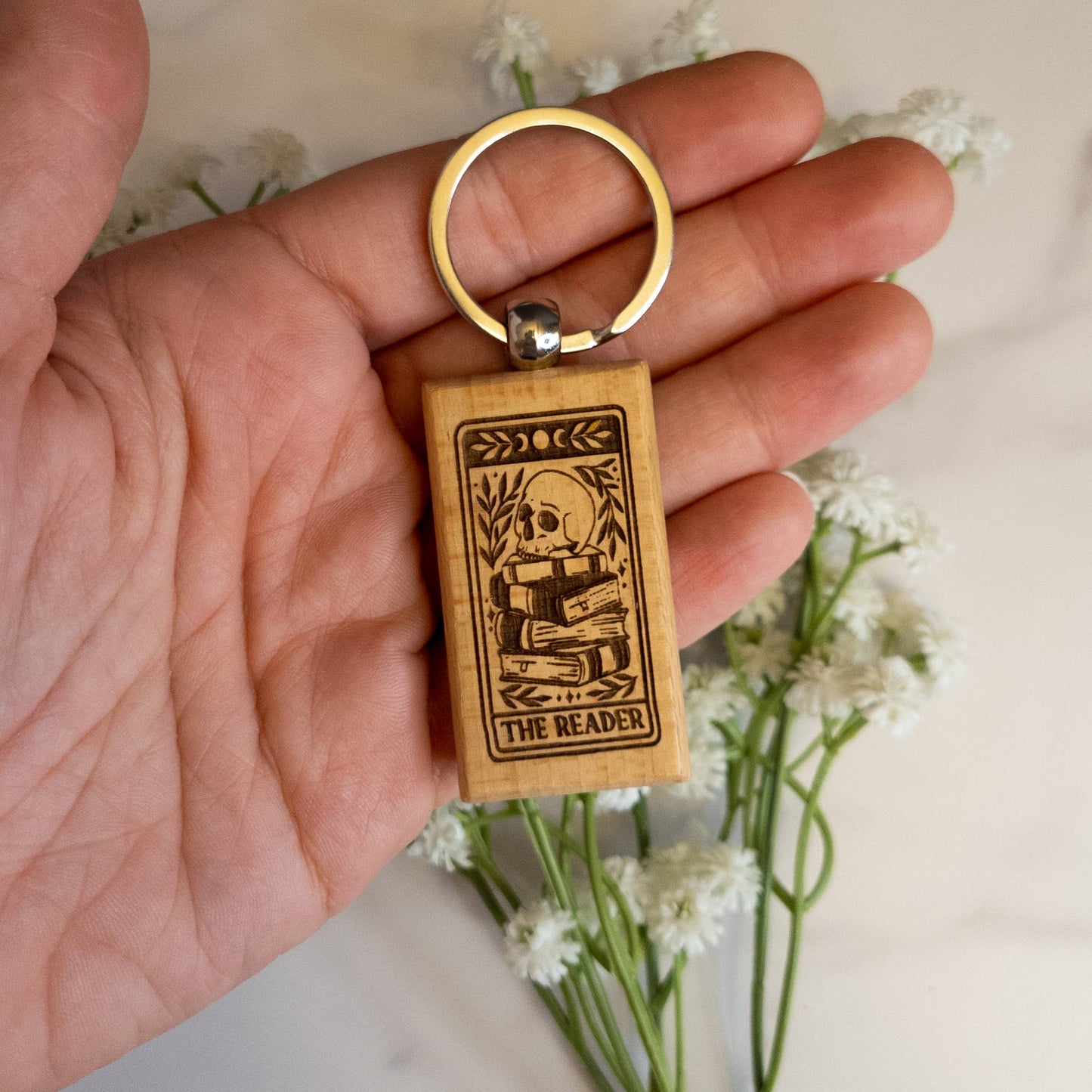 The Reader Keychain, Tarot Card, Bookstore Accessory