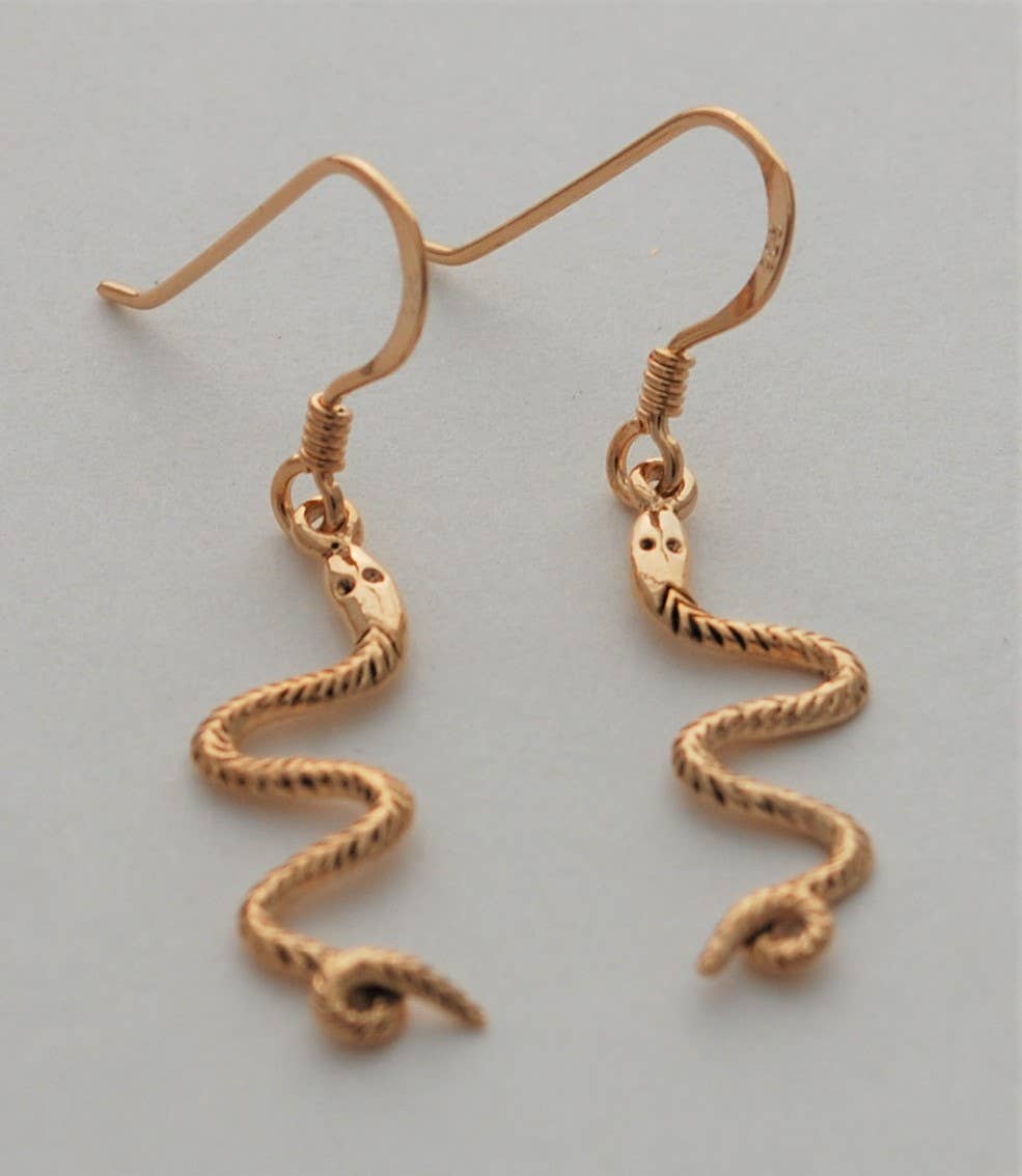 Snake Earrings  french wire - gold Natural History
