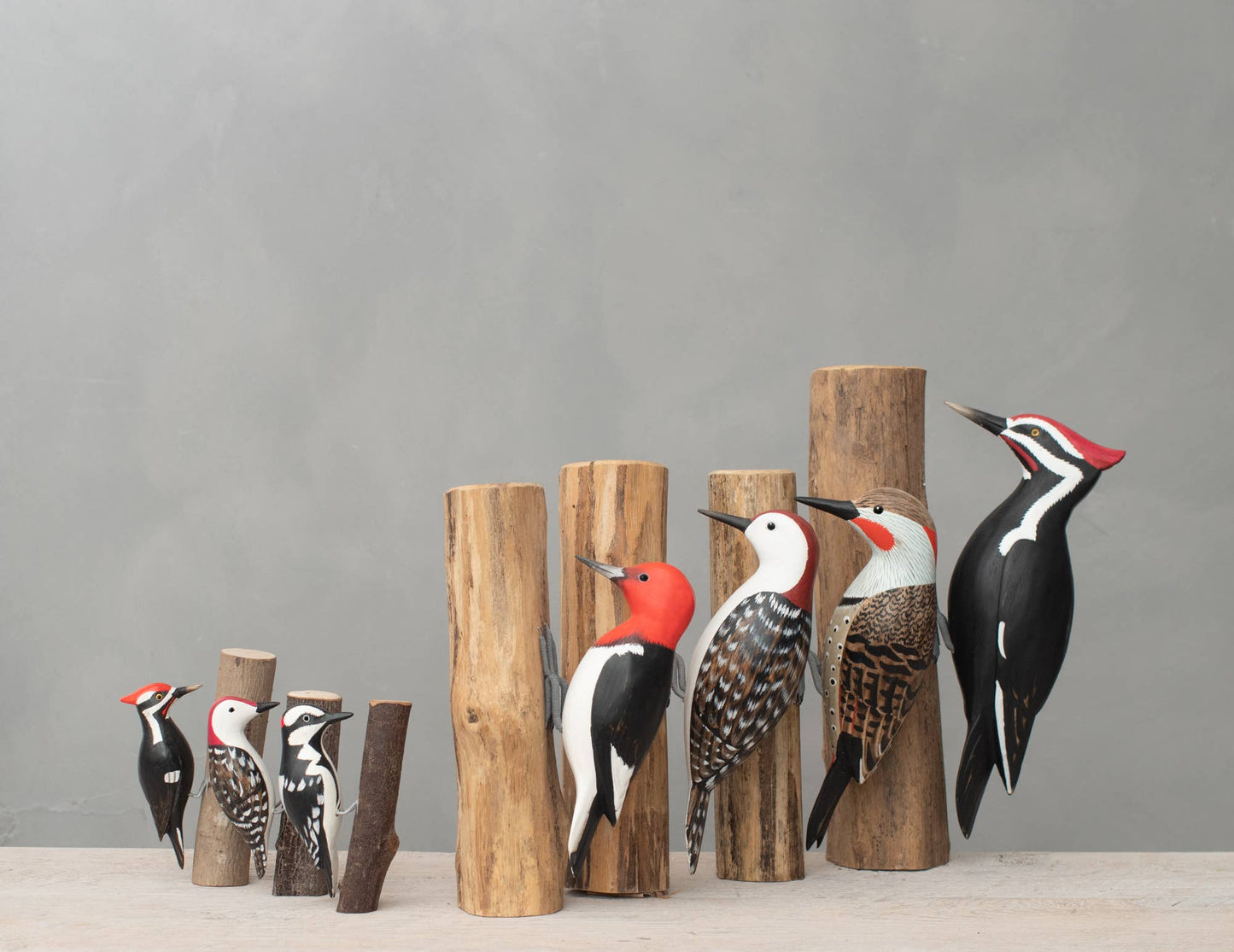 Downy Woodpecker - 9.5"H  -Carved Wooden Figurine