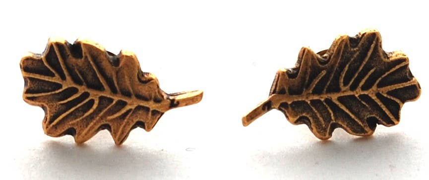 Oak Leaf Stud Earrings - gold Natural History