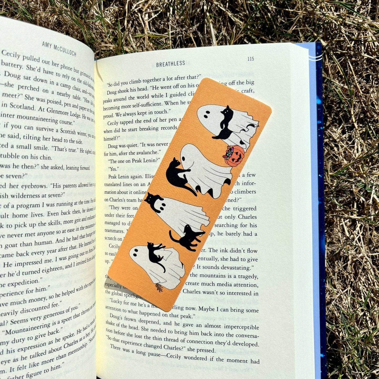 Ghosts with Cats Cardstock Bookmark - Pearl Matte Finish