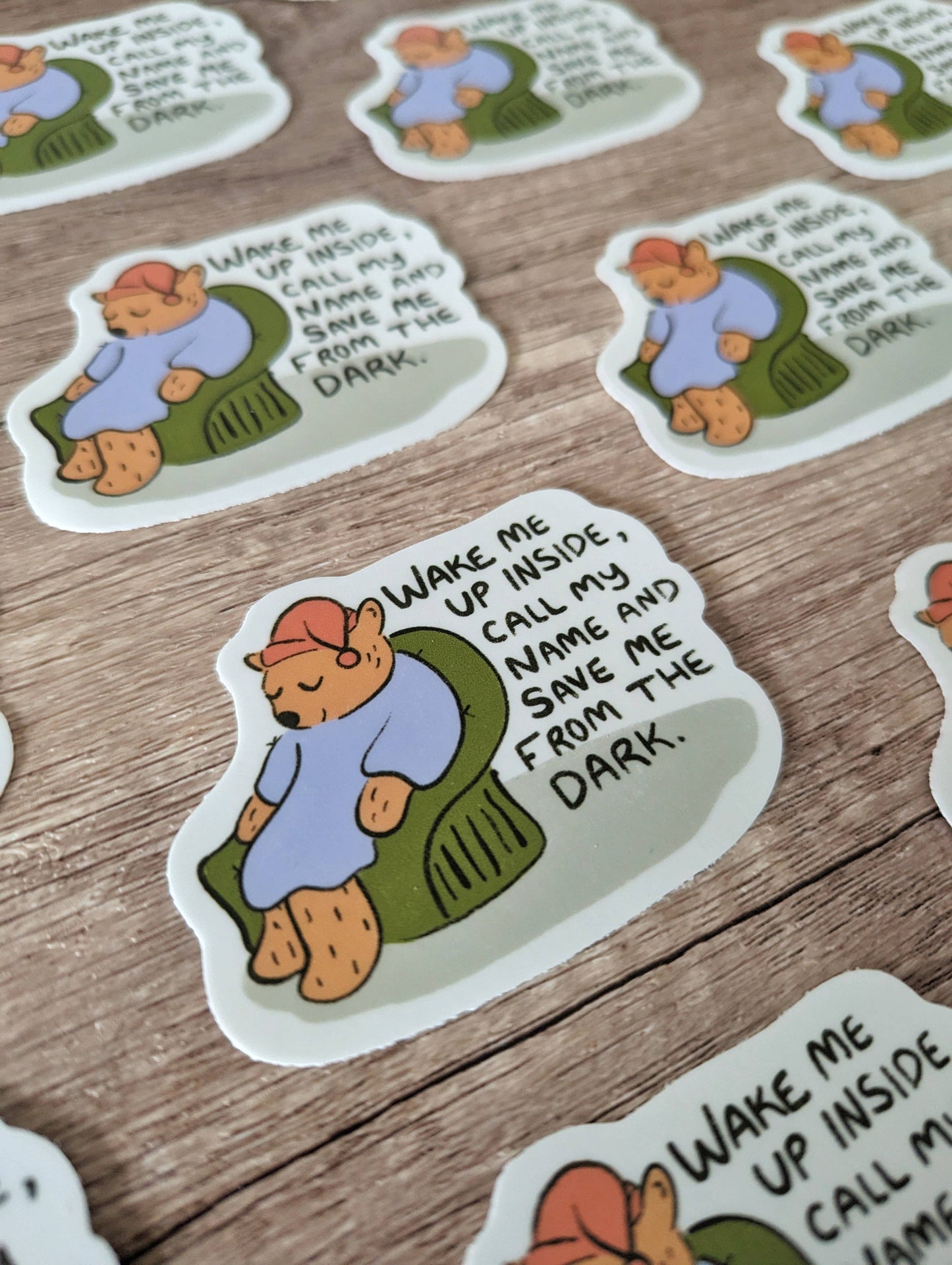 Wake Me Up - Cute Sleepytime Tea Bear Vinyl Sticker