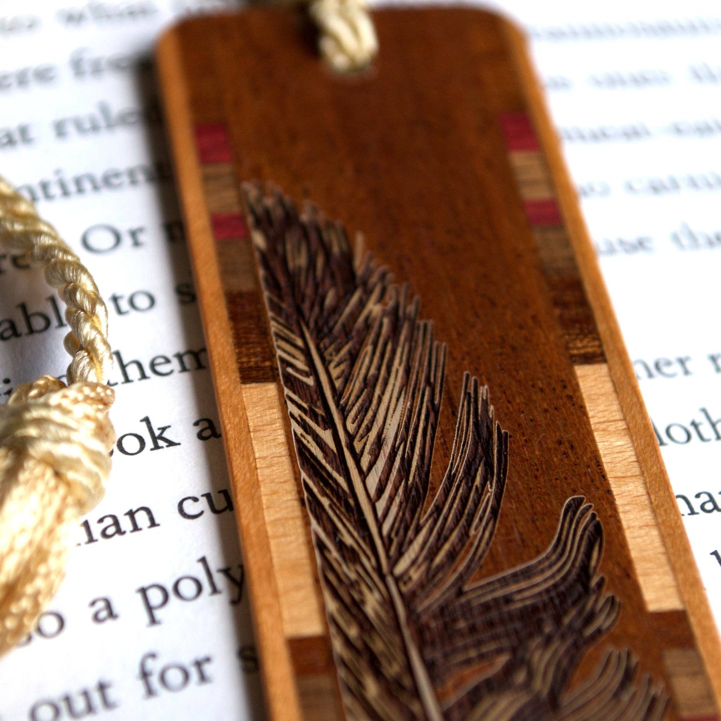 Feather Handmade Engraved Wooden Bookmark