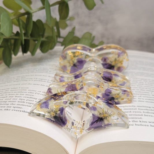 Floral Book Page Holder (Gold and Purple)