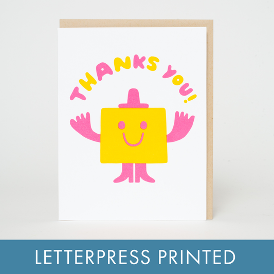 Thanks You Friend Silly Letterpress Greeting Card by Suzy Ultman