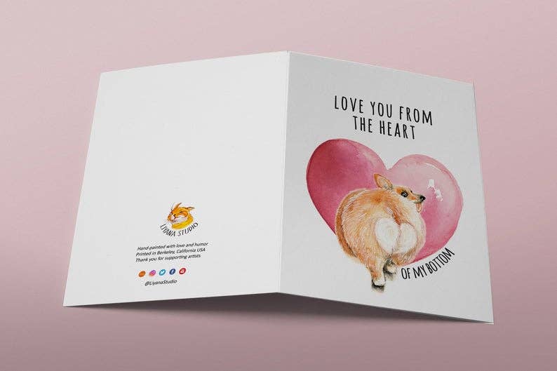 Corgi Heart Of Bottom - Funny Love Card