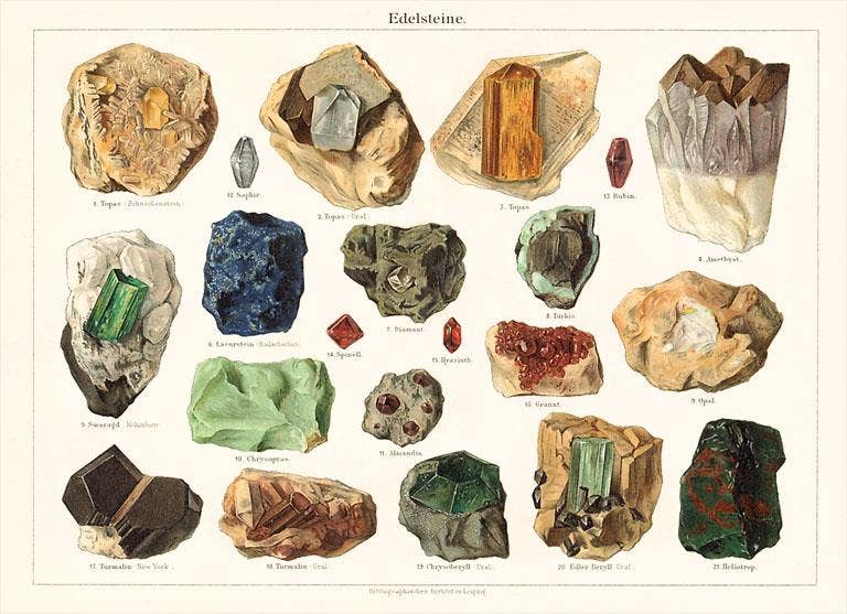 Postcard DA-657 Samples of Gemstones