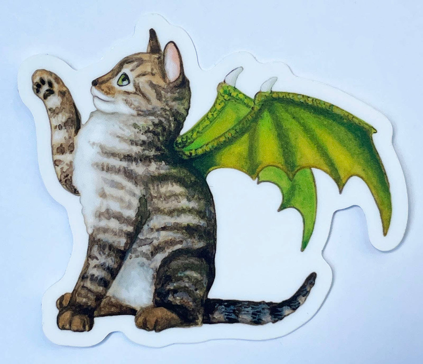 Dragon Kitten Green Wings Vinyl STICKER   