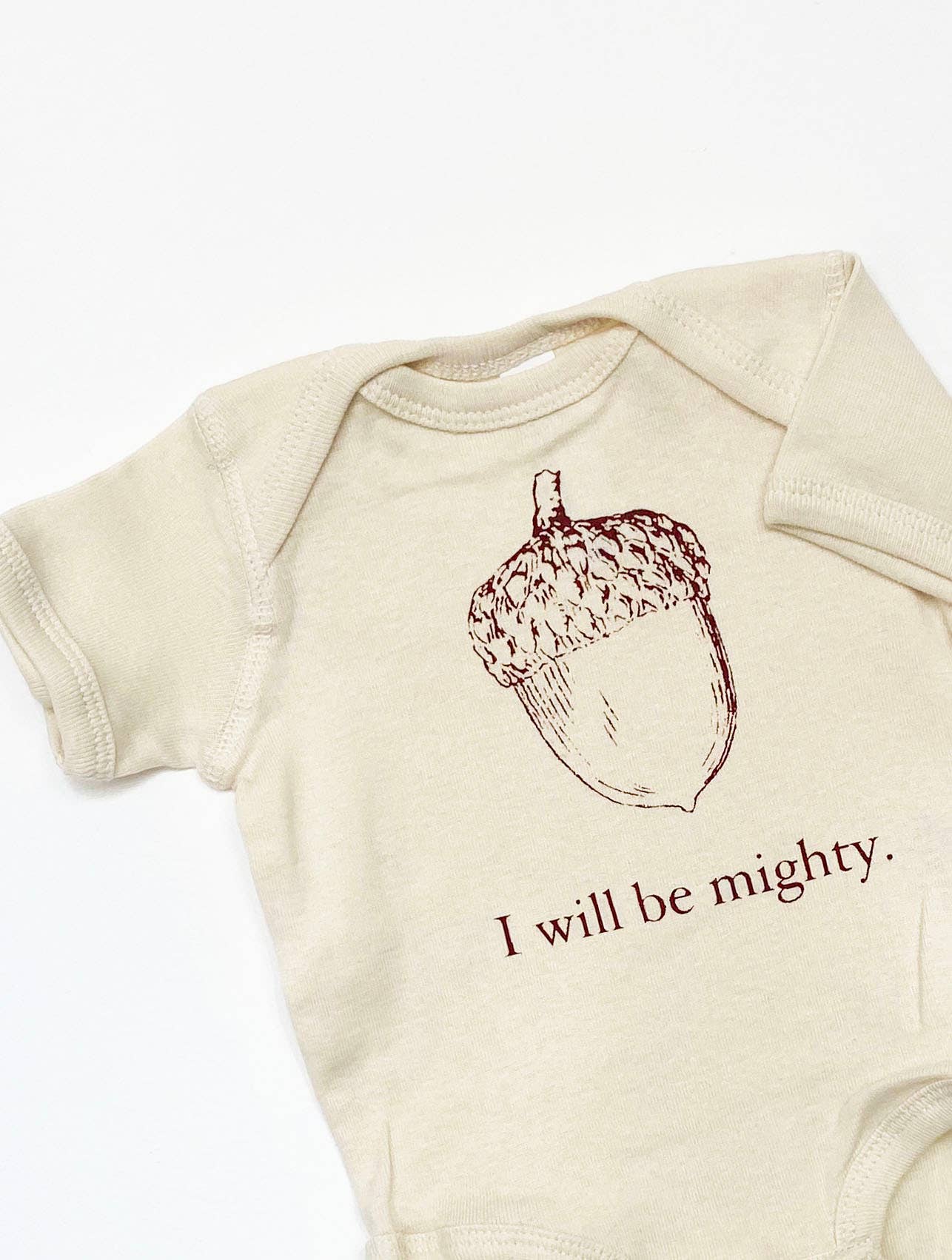 I Will Be Mighty Cute Baby Bodysuit with Acorn