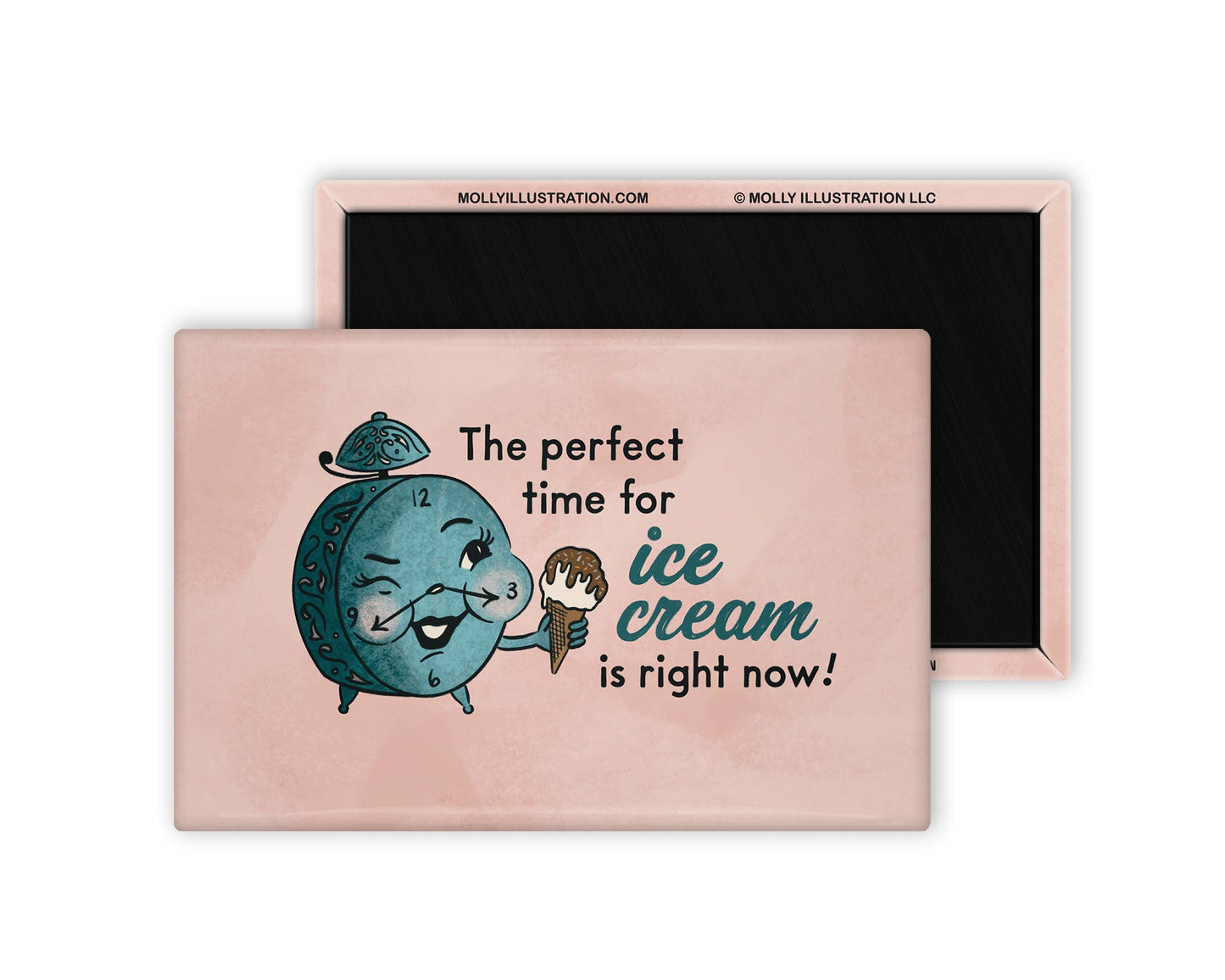 Perfect Time for Ice Cream Cartoon Illustrated Magnet
