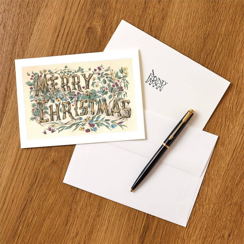 Greeting Card MC-564 Merry Christmas in Logs and Branches