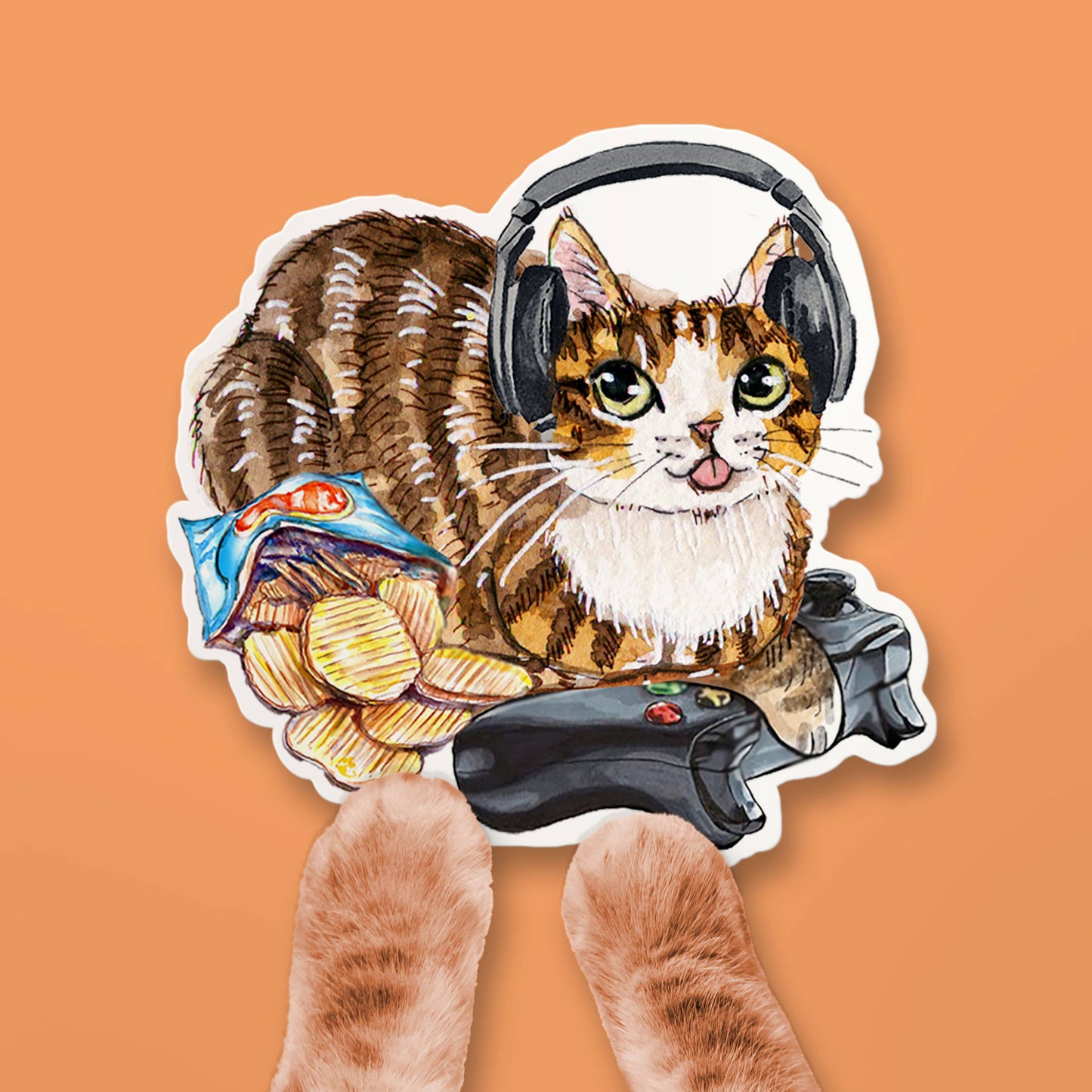 Video Gaming Cat - Nerdy Vinyl Sticker