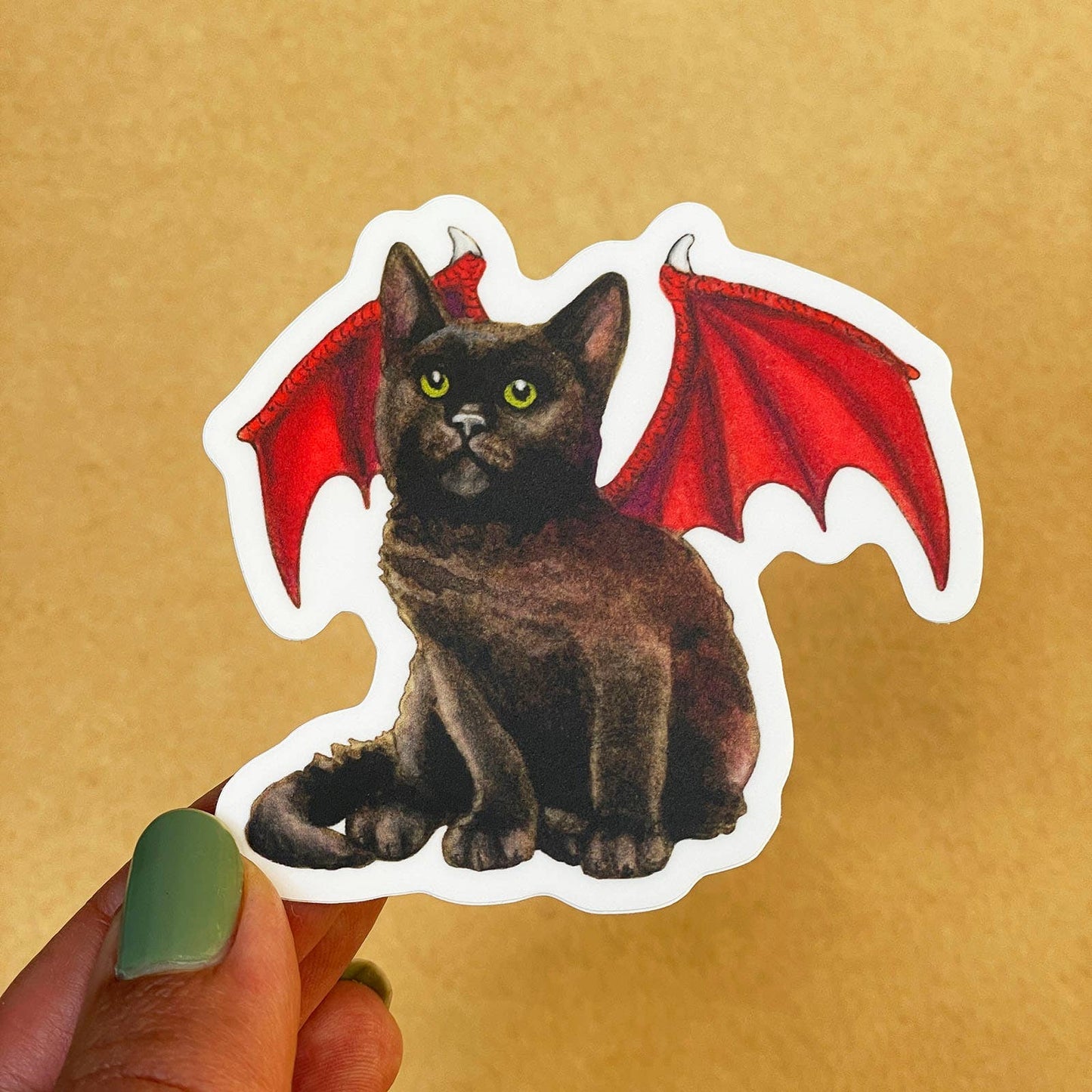 Dragon Kitten Red Wings Vinyl STICKER 
