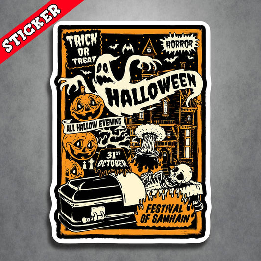 Halloween Trick or Treat Poster Sticker Samhain Festival
