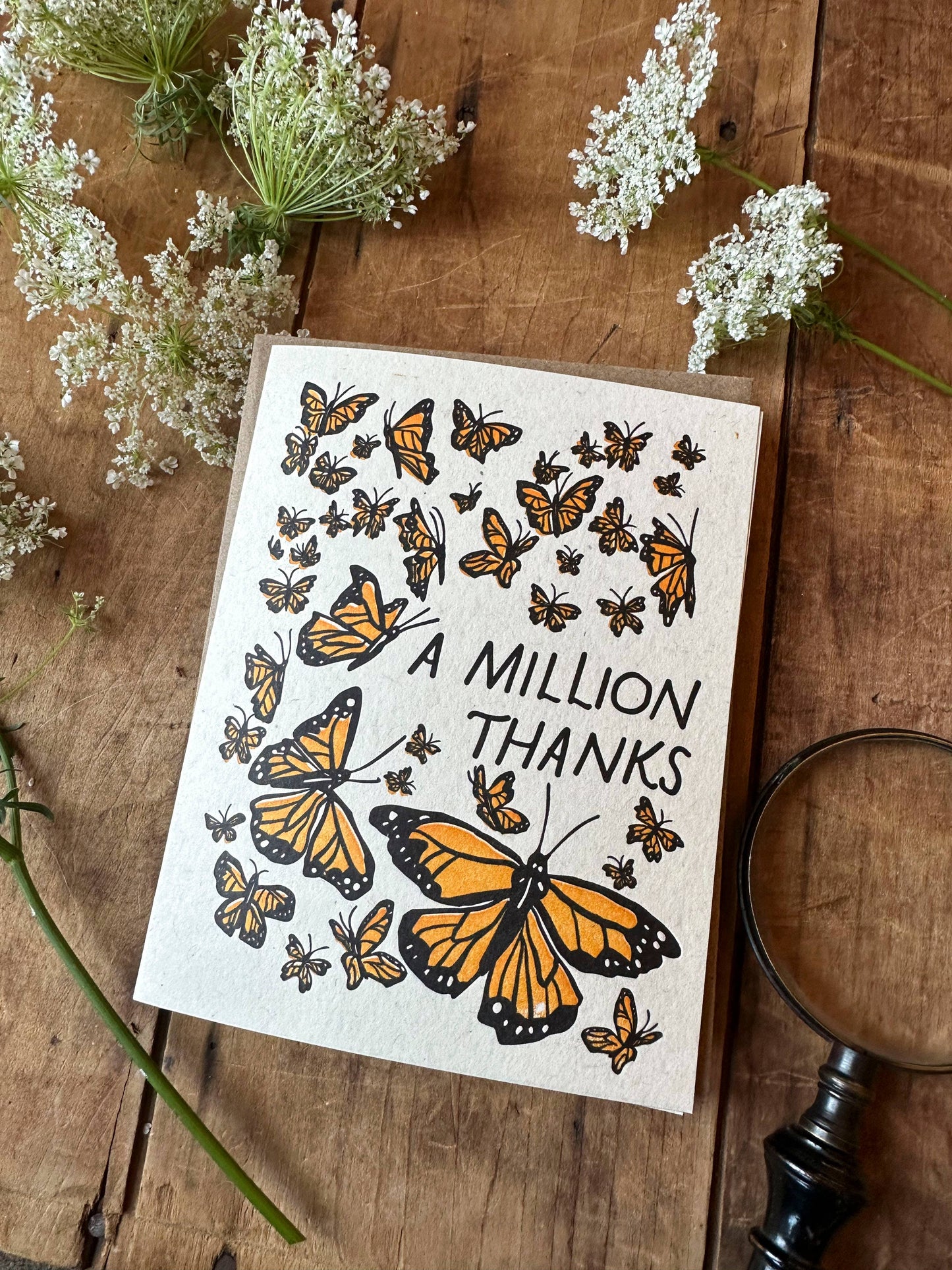 Million Thanks Butterfly Letterpress card