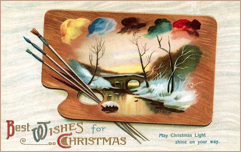 Greeting Card MC-423 Best Wishes for Christmas, Scene on Pal