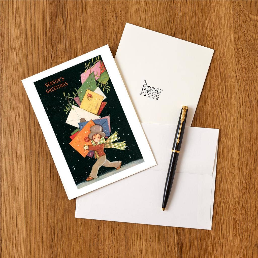 Greeting Card MC-600 Season's Greetings, Victorian Boy with