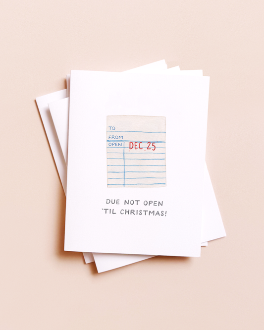 Due Not Open — Library Book Pun Christmas Card