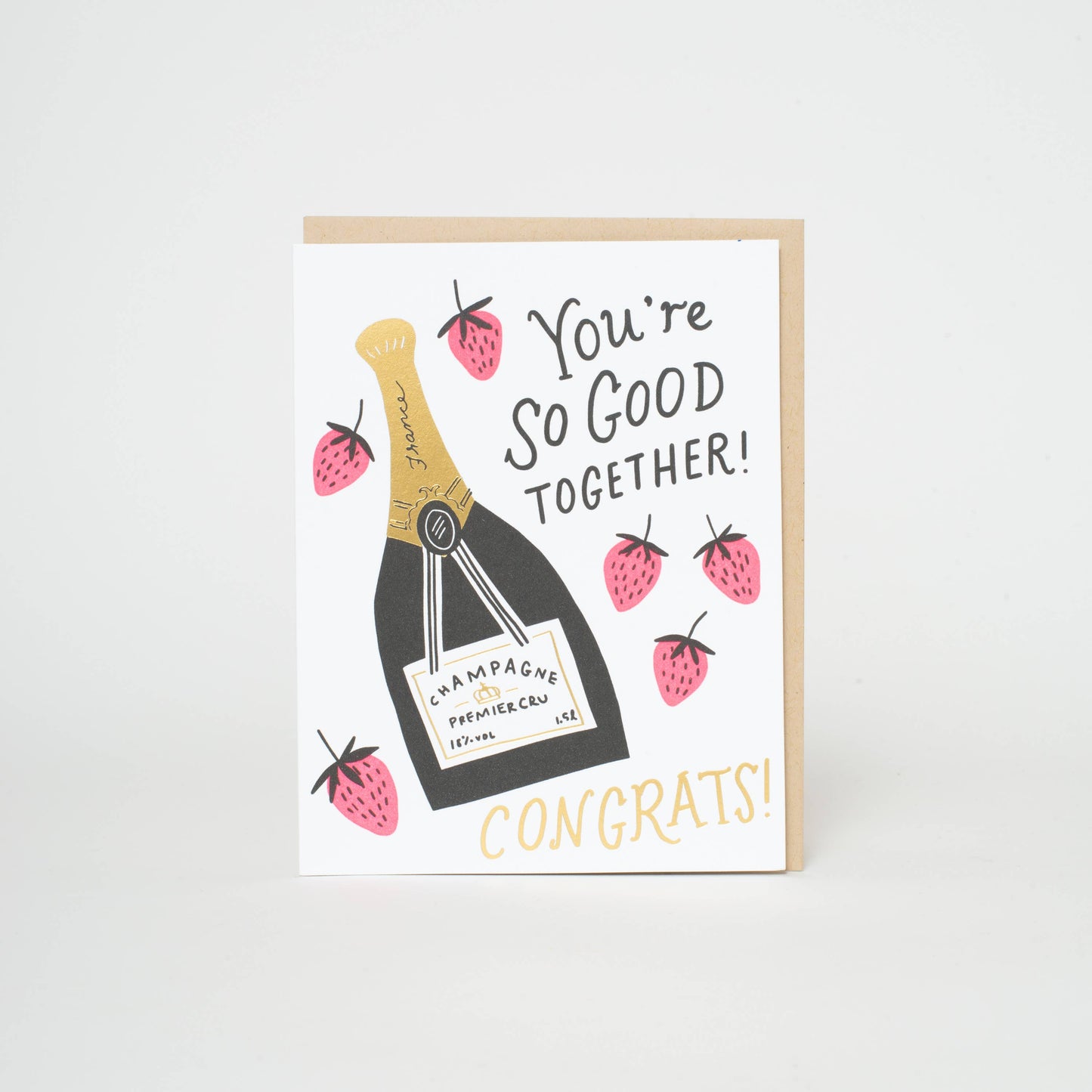 Wedding Congrats Champagne Letterpress Card by Hello! Lucky