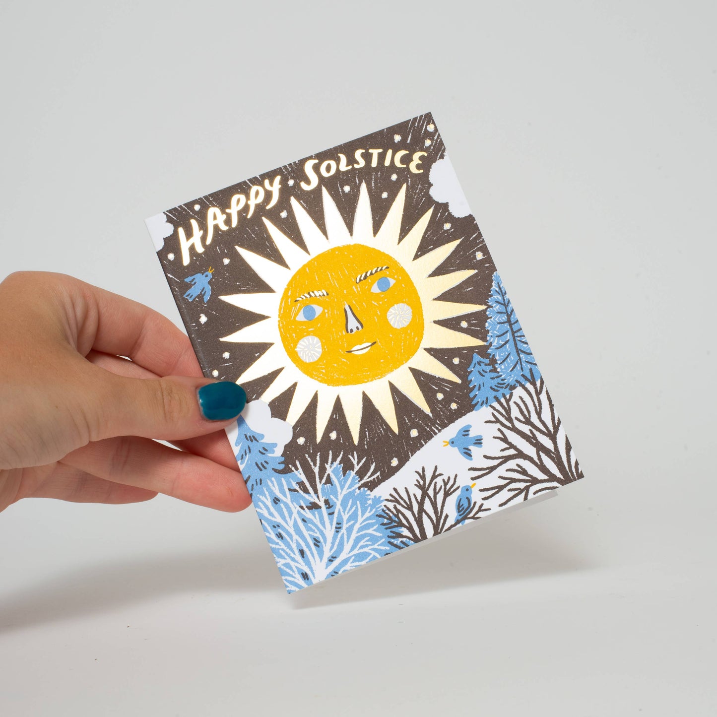 Solstice Sun Letterpress Holiday Card by Phoebe Wahl