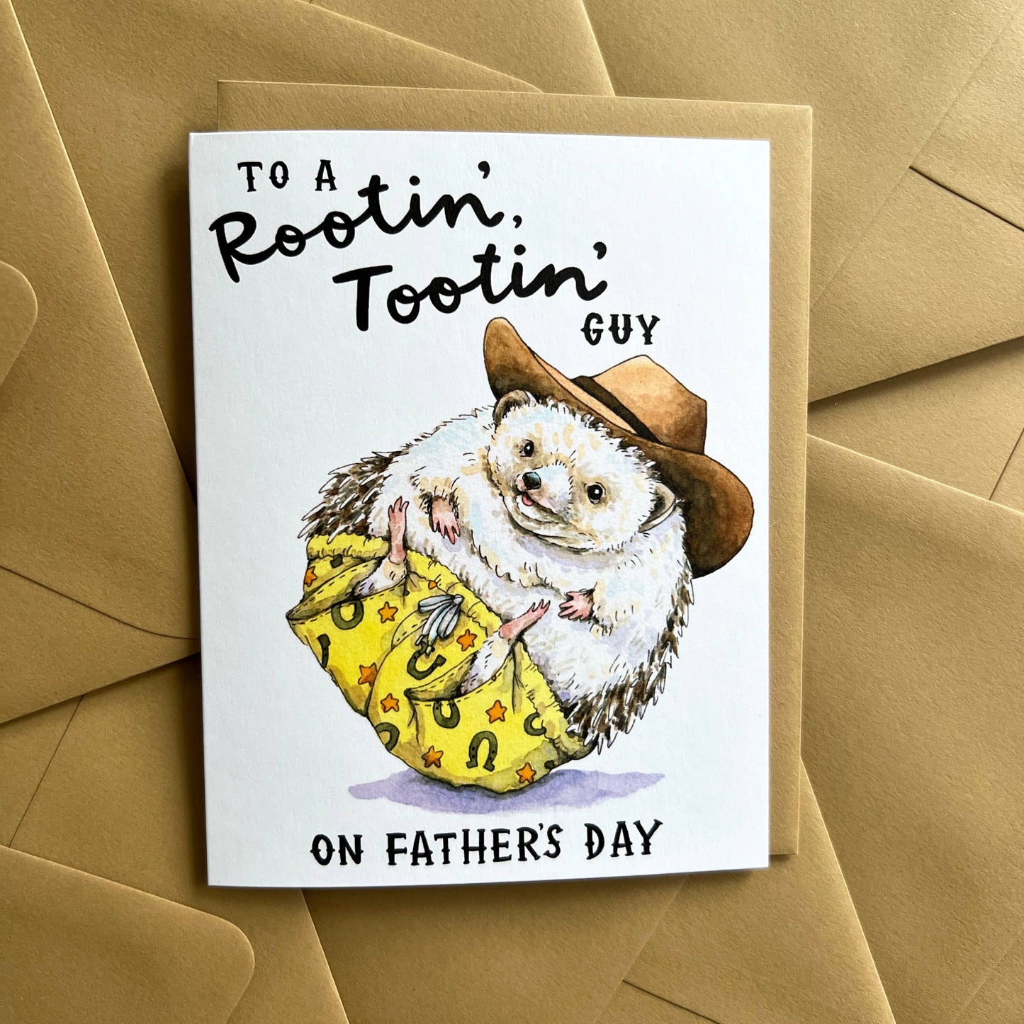 Rootin' Tootin' Guy Cowboy Hedgehog Father's Day Card