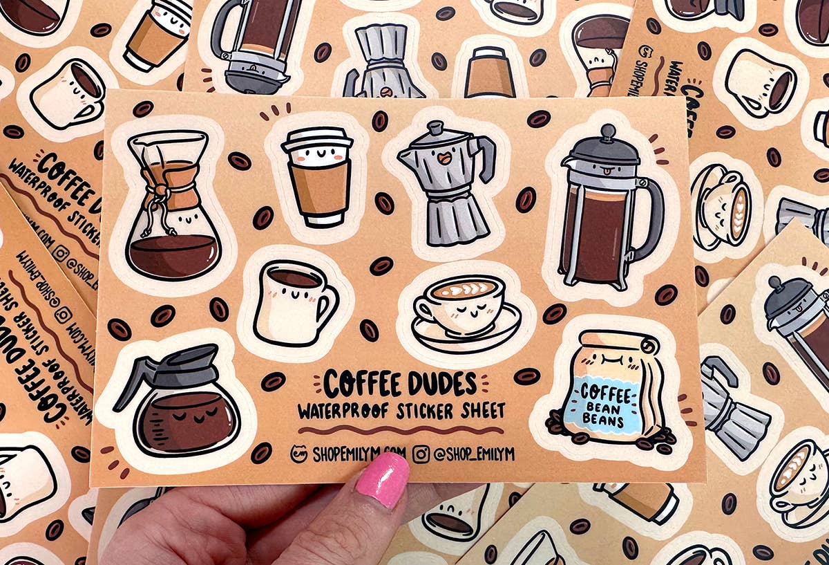 Coffee Dudes Waterproof Sticker Sheet