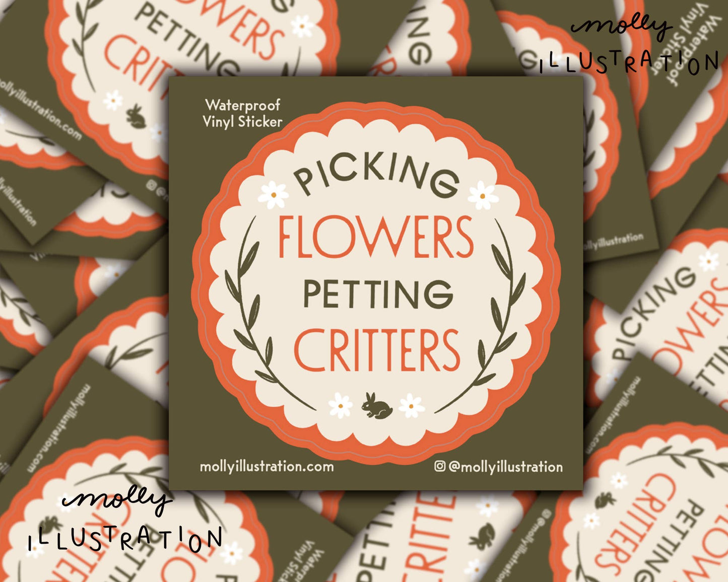 Picking Flowers Petting Critters Waterproof Vinyl Sticker