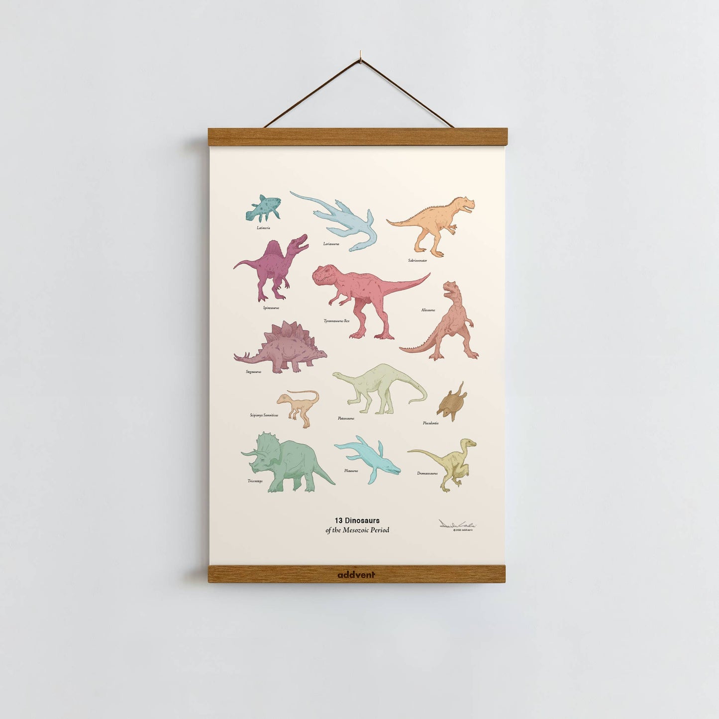 Dinosaurs of the Mesozoic Period / Poster Art Print