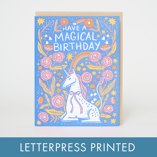 Birthday Folk Unicorn Letterpress Greeting Card by Hello!Lucky