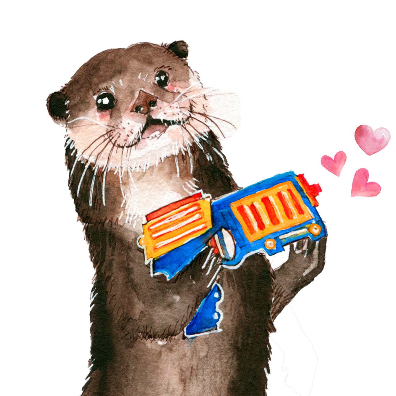 Pew Pew Love Otter - Funny Valentines Day Card